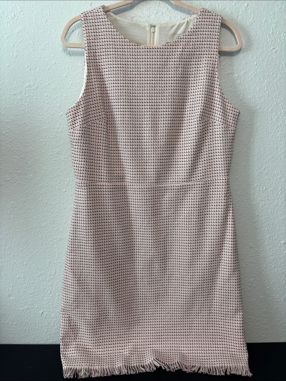 LOFT Pink & Black Sleeveless Textured Shift Dress